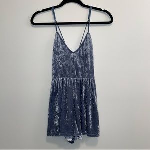 La Hearts Blue Crushed Velvet Romper Size XS